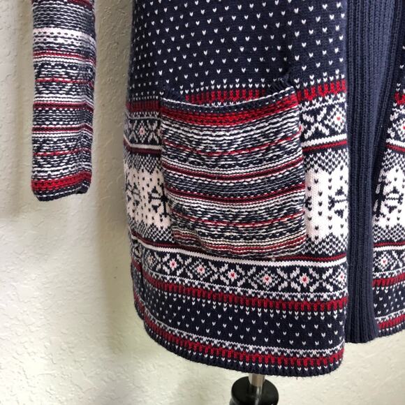 Hanna Andersson navy white red snowflake Nordic cardigan size Extra Small XS - Picture 7 of 16
